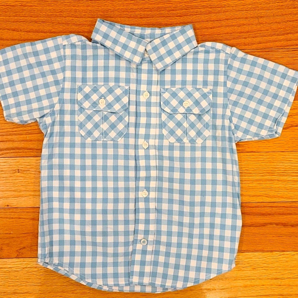 Gymboree Gingham button down shirt; size 2T; blue and white
